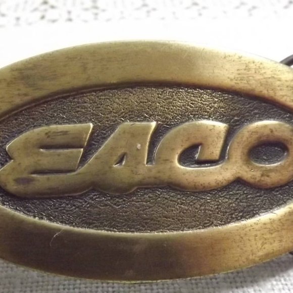 Vintage Esco Distressed Brass Oval Belt Buckle - Picture 2 of 8